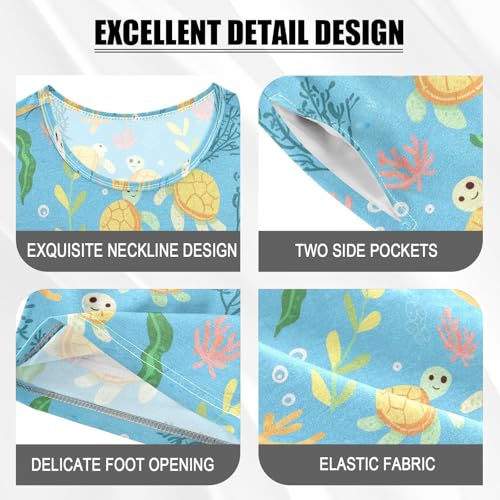 Vdsrup Cute Little Turtle Summer Pajamas Set Short Cotton Yellow Shells Sleepwear 2 Piece Unisex 5Y3