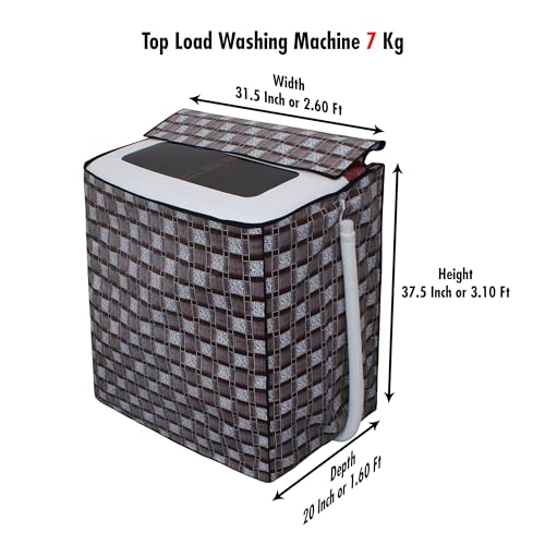 Image of DREAM CARE Waterproof & Dustproof Washing Machine Cover Top Load & Semi Automatic Suitable for 7 kg, 7.2 kg, 7.5 kg (83 x 95 x 51 cms)