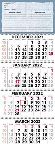 Calendar Company 2022 4 Month At a Glance with Notes (FREE RED DATE SLIDE!) Made in the USA! (Notes)