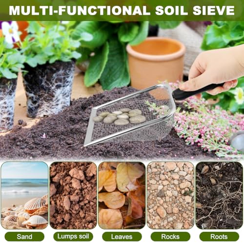 Set 2 piezas colador de suelo y pala para jardinería miniatura 7
