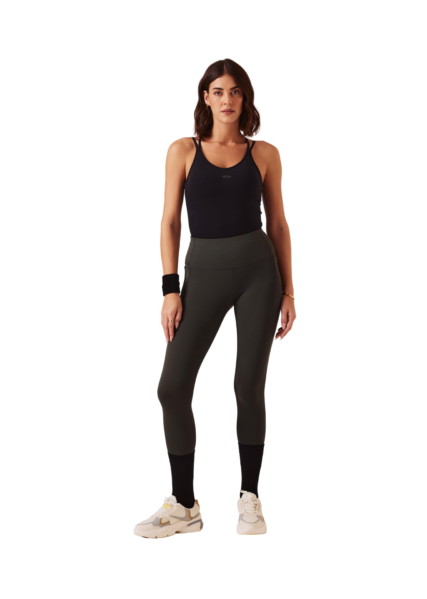 Nylon Womens Gym-to-Yoga High Waist Leggings | Olive | L