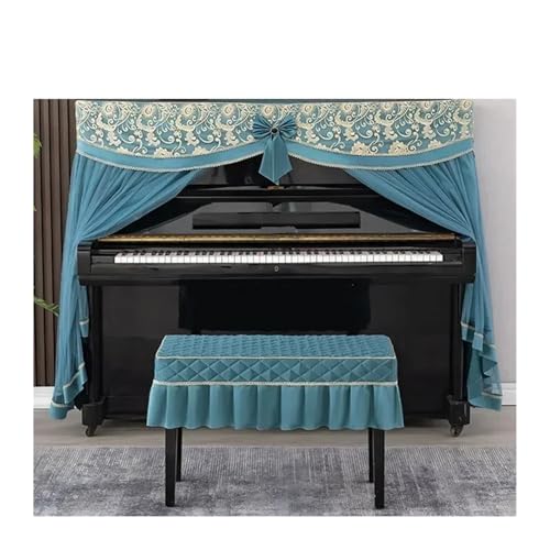 Housse de protection anti-poussière for piano, nœud décoratif en dentelle brodée, gaze fine, double ouverture, housse, coussin siège for...