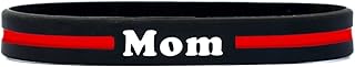 SayitBands Mom Thin RED Line Silicone Wristband Bracelets Police Officers Patrol Awareness Support