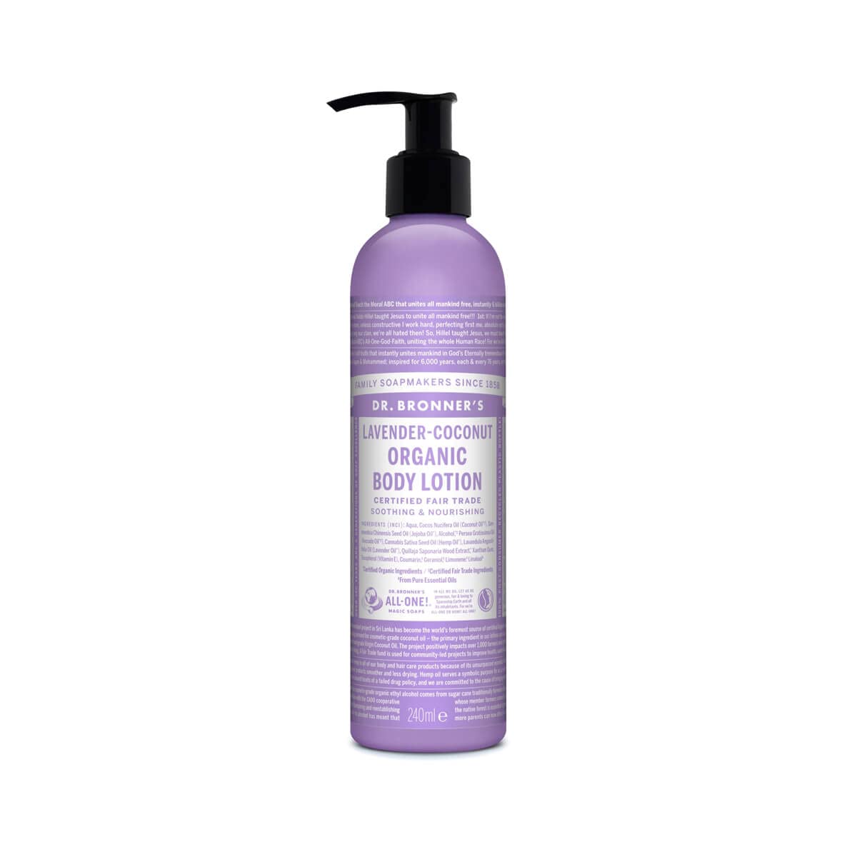 Dr Bronner's - Lavender & Coconut Organic Hand & Body Lotion, 236ml Bottle