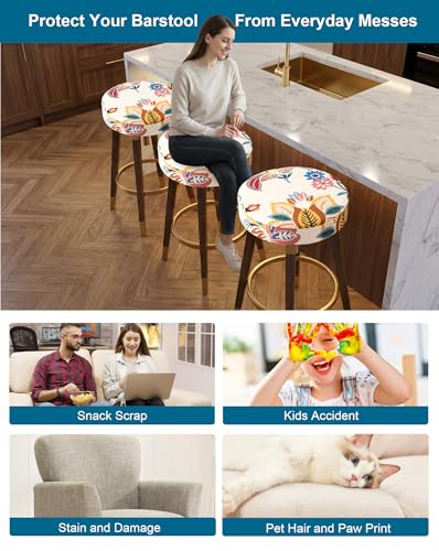 Image of CRFATOP 6 Pack Waterproof Bar Stool Covers Round Seat Slipcover,L,05