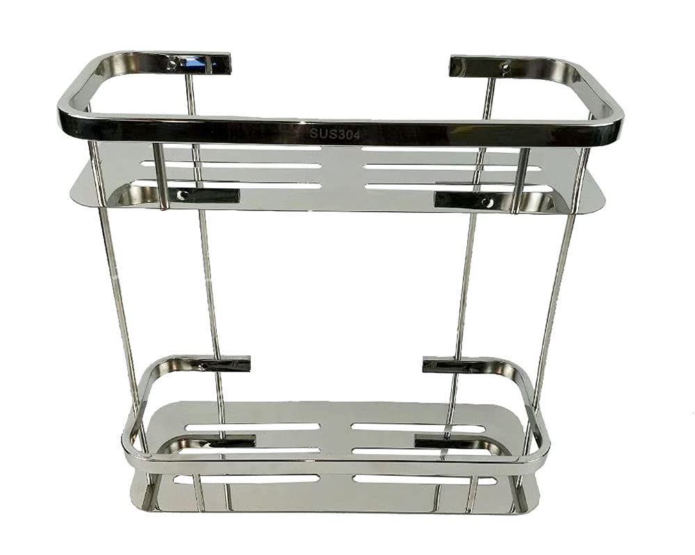 Rust Free Shower Gel Holder Caddy Shampoo Organiser Soap Dish Bathroom Shelf Storage Rack Rectangle Chrome Stainless Steel