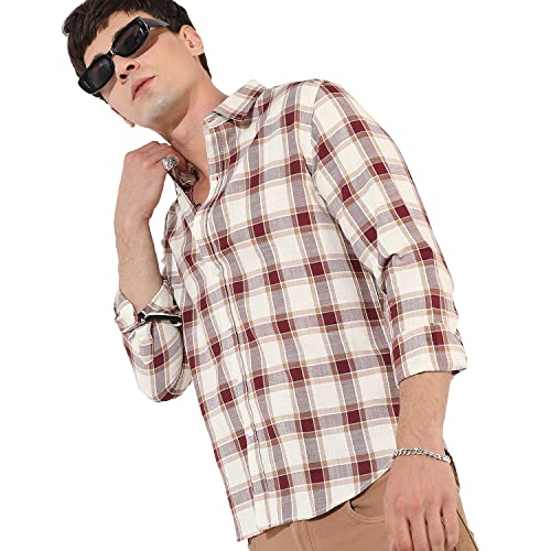 Image of CAHOOT Men's Button Up Shirt for Casual Wear | Regular Fit | Poly Lycra Shirt Crafted with Short Sleeve & Enhanced Stretch Comfort Fit for Everyday Wear