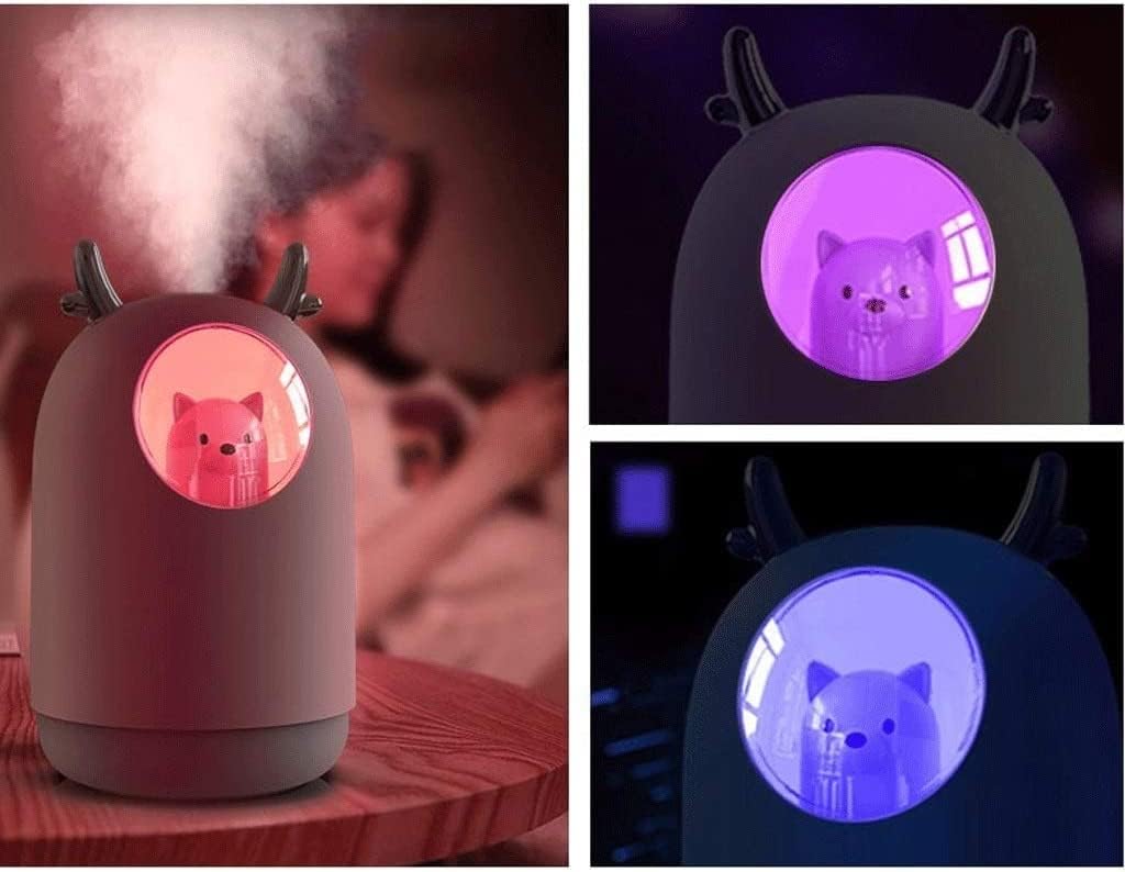 Humidifiers for Home Cold Fog Humidifier with Adjustable Fog Mode, 300ml Water Tank Can Be Used Continuously for 12 Hours, 7-Color LED Light Changes, Automatic Shutdown Without Water