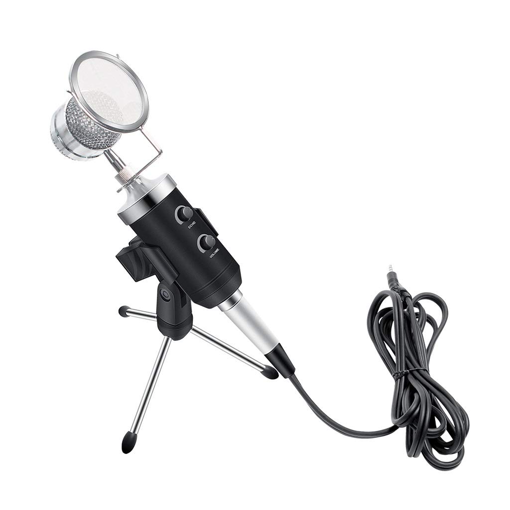 Microphone gamer pour PC avec trépied de bureau pour stream audio