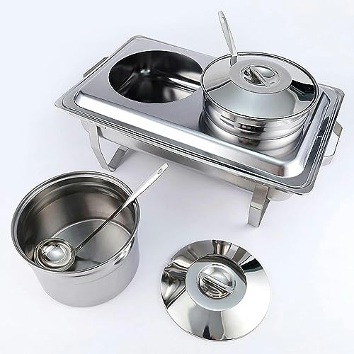 Stainless Steel Buffet Warmer Set, Collapsible Hot Pot Chafing Dish With Lid For Catering Weddings. Bandeja de comida duradera mantiene los aperitivos calientes. Fácil de reunirse y limpiar para fiest