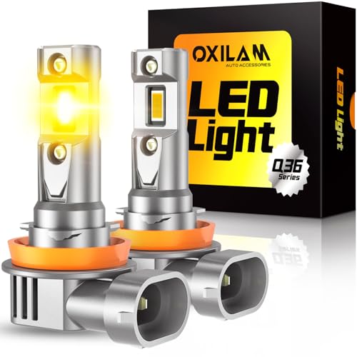 Image of OXILAM H11 Fog Bulbs Yellow Light, 1200% Brighter Amber Fog Lights, Full Illumination No Dark Spot, 1:1 Design Wireless Plug & Play, IP68 Waterproof, Pack of 2