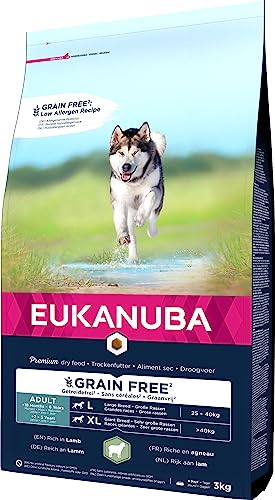 Eukanuba Hundefutter getreidefrei mit Lamm für große Rassen - Trockenfutter für ausgewachsene Hunde, 3 kg