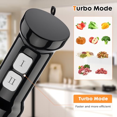 Image of Immersion Blender Handheld Cordless 6 in 1 Hand Held Blenders Mixer Stainless Steel 25 Speed Turbo Mode Electric Sitck Beaker Chopper Milk Frother Grinder