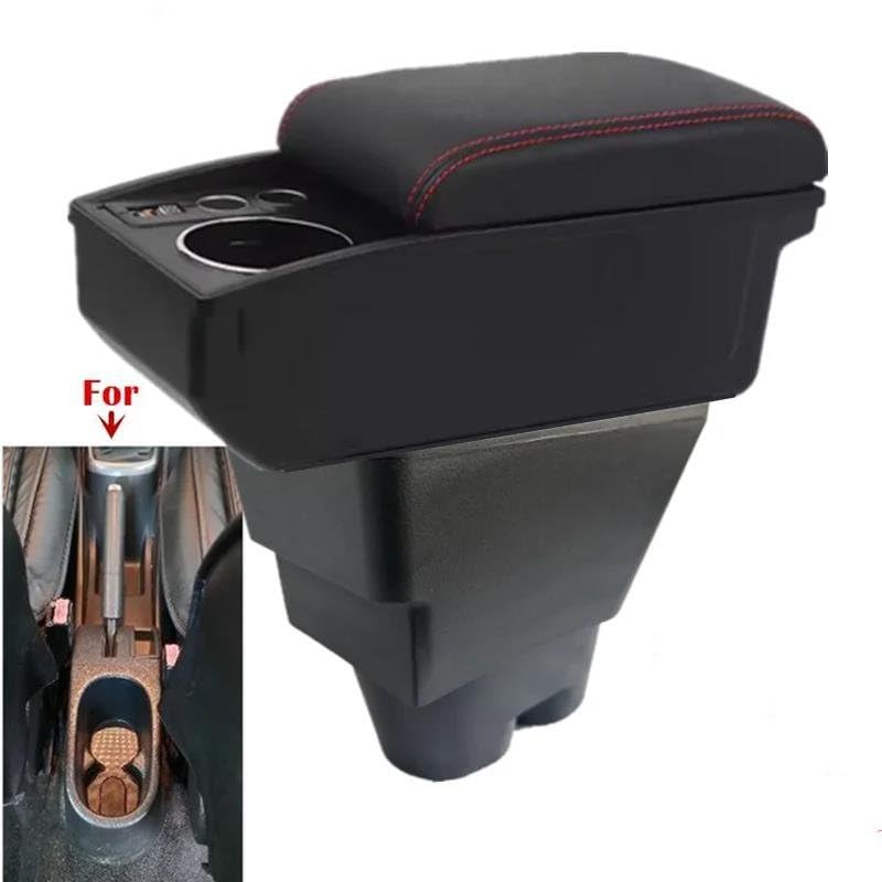 Boîte D'accoudoir Double Couche Pour Peugeot 207 207CC Console Centrale Boîte De Rangement Avec 4 Ports USB Porte-gobelet Accessoires Noir