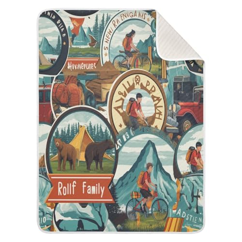 Image of Baby Swaddle Blanket for Boys Girls Soft Warm Stroller Throw Blanket for Newborn Infant Toddler 30X40in Summer Adventure Vintage Pattern
