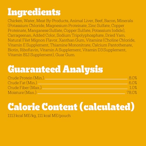 Image of Pedigree Chopped Ground Dinner Wet Dog Food Pouches, Bacon and Filet Mignon Flavor, 3.5 oz. Pouches (16 Count, Pack of 1)