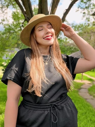 Imily Bela Womens Plus Size 2 Piece Sets Summer Vacation Outfits Short Sleeve Tops and Wide Leg Pants Matching Lounge Set2