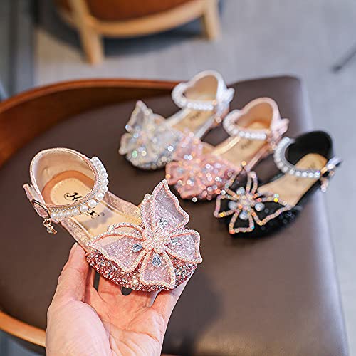 Little Girls Dress Shoes Mary Jane Bow Flower Wedding Party Bridesmaids Shoe Glitter Sequins Rhinestone Princess Ballet Flats4
