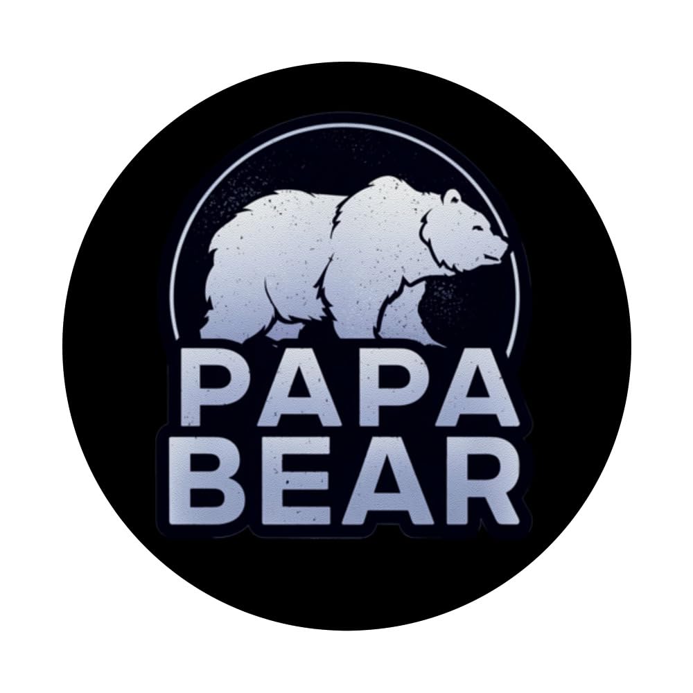 Papa Bear Dad Father's Day Gift Daddy PopSockets Swappable PopGrip, Black - Image 3