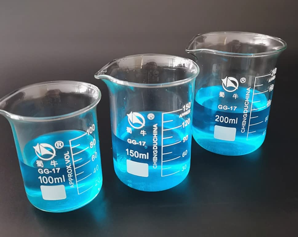 Todos los tamaños 1 Juego de Vaso de precipitados de Vidrio de borosilicato de Laboratorio Resistente al Calor Taza de medición Escalada de Equipo de Laboratorio (Size : D04E)