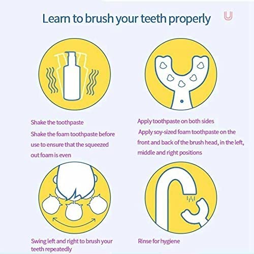 Meqtpomy 199911 Kids Electric Toothbrush,6 Cleaning Models U Shaped Toothbrush Waterproof Battery Powered 360 Automatic Sonic Toddler Toothbrushes For 8-13 Years Old thumb #4