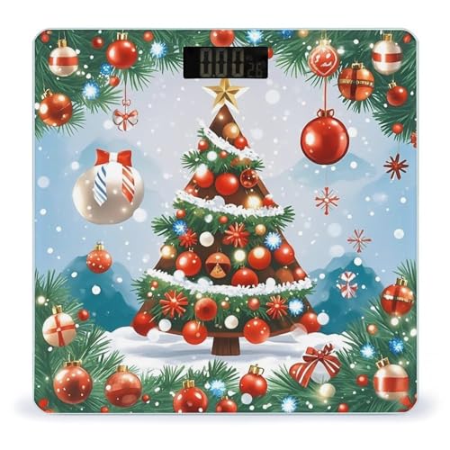 Báscula digital para baño Red Christmas Tree con pantalla LCD miniatura 1