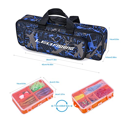 LEOFISHING 170cm/5.6ft Kids Fishing Rod Set Portable Telescopic Kids Fishing Poles with Collasible Chair Fishing Net Carrier Bag and Full Kits for Boys and GirlsBeginner and Youth (Blue) - Thumbnail 7