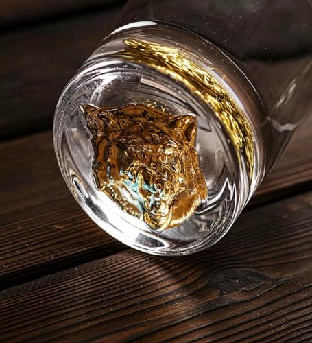 Image of Melbify Gold Wolf Whiskey Glass Gift Set | 1 pcs Set | 300 ml | Ultra-Premium | Gold-Bottomed | Imported | Luxurious | Ideal for Wedding Gifts, Anniversary, VIP and Corporate Gifts