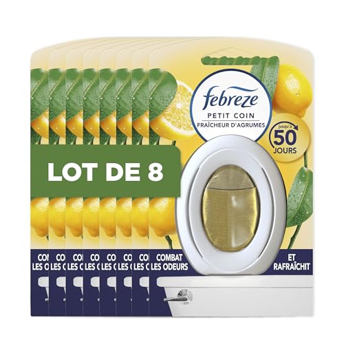 Febreze Petit Coin Fraîcheur D'agrumes, Désodorisant WC En Continu Pour Élimination Et Prévention Des Odeurs, Fraîcheur Jusqu'à 50 Jours, 8 X 7.5 ML