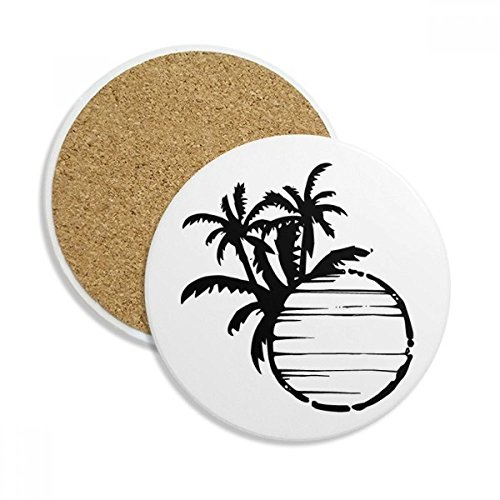 Coaster en céramique absorbant de boissons silhouette cocotier multicolor pour tasse