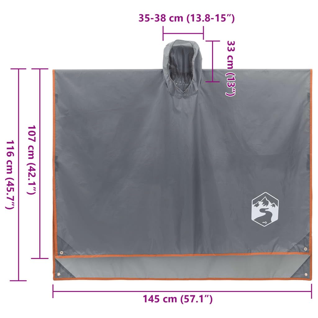 Regenponcho mit Kapuze 2-in-1 Design aus Polyester 223x, wasserdicht und faltbar, mit Klettverschlüssen als Ärmel, vielseitig als Campingplane, Picknickdecke, für Outdoor, Trekking