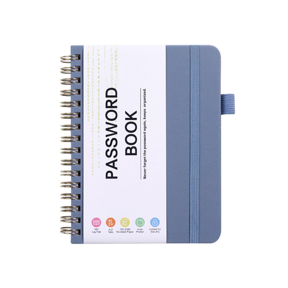 Password Diary Notebook Spiral Password Book Password Keeper Password Notebook A6 Record Books Address Organizer for Organizing 56 Pages (Blue)