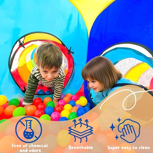 NUBUNI 4 in 1 : Spielzelt Kinderzelt : Babyzelt mit krabbeltunnel : Teiliges Bällebad : Spielzelt Babyzelt : Spielhaus mit Zelt Tasche und Tunnel : Mehrfarbig B