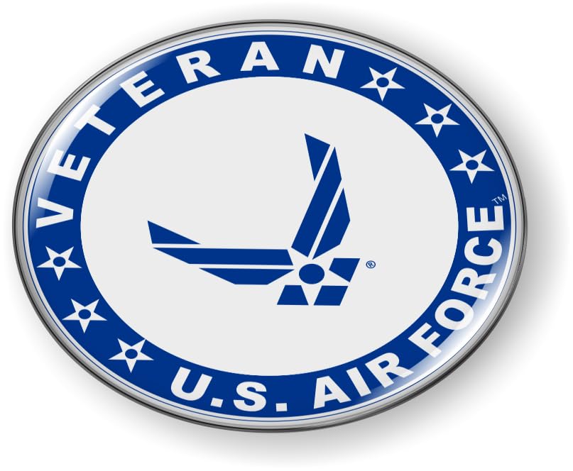 Image of US Air Force Veteran with USAF Blue Arnold Wings & Star CAR Emblem Flexible | Official USAF and USSF Licensed Product, 3D Domed, U.S. Air Force Symbol Badge, Sticker, made by BestLicensePlateFrames