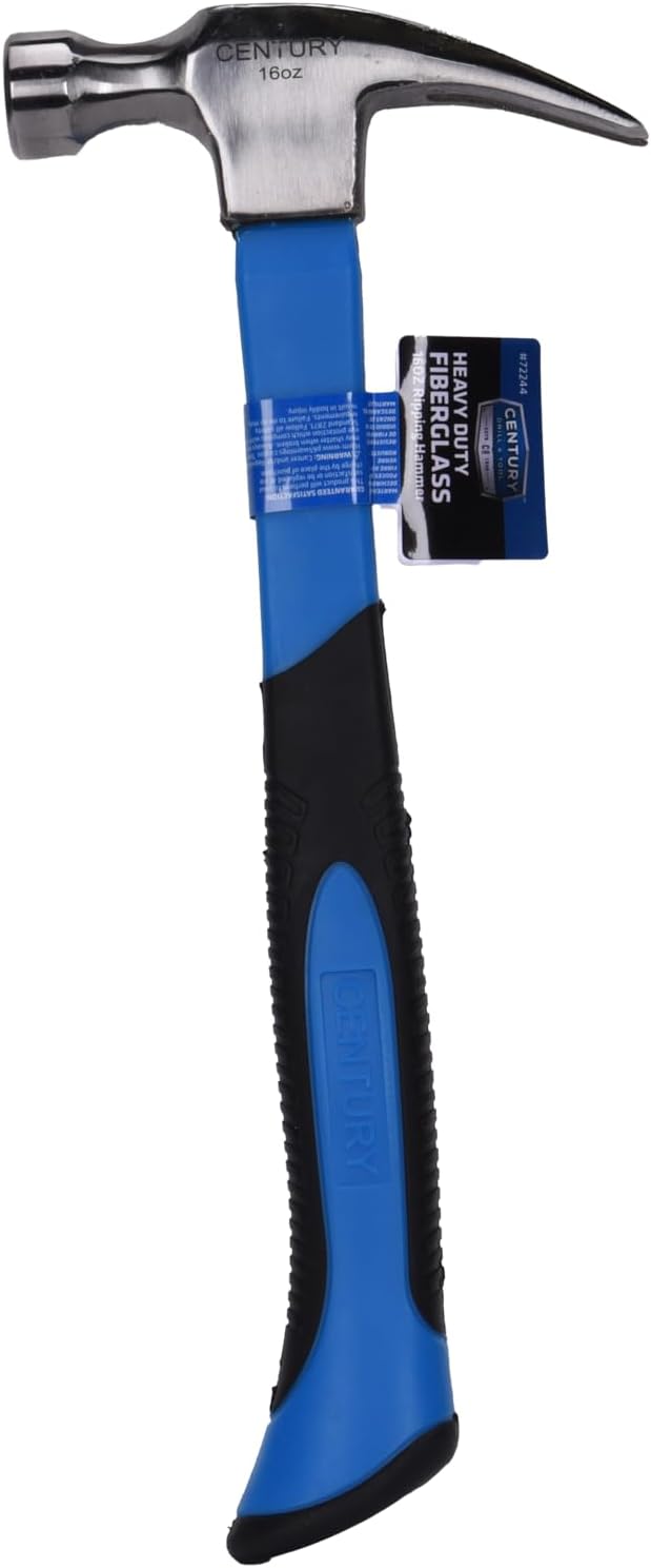 Century Drill & Tool 72244 Straight Claw Fiberglass Hammer, 16-Ounce