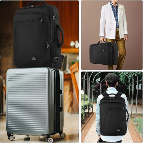 MATEIN 50L Groß Reiserucksack Handgepäck für Flugzeug 55x35x25cm Air France Rucksack Herren Erweiterbar Arbeitsrucksack Wasserabweisend Carry-On Damen Cabin Bag Tagesrucksack für Bussiness, Schwarz