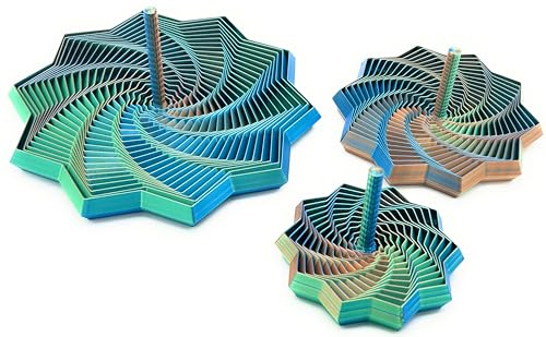Image of Expanded Sensory Fidget Star with Handle - Visually Captivating and Satisfyingly Noisy! (Orange - Blue - Green, Combo)
