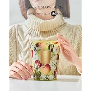 Msense apple crumble scented candle home decor extra large 3 wick natural soy wax candles for home scented christmas candles gift for winter holiday 150 hours long lasting slow burning 35 oz  urban country home decor