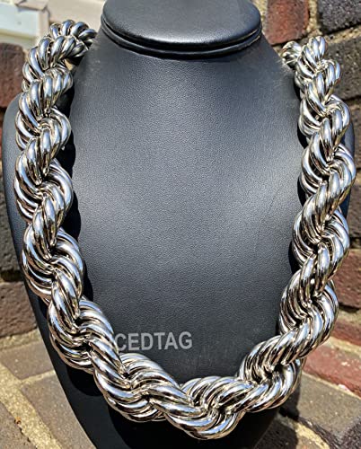 Hip Hop Rap Rapper Luxury Statement Heavy White Gold Plated Thick Hollow Dookie 25MM 36Inch Length Long Luxury Necklace Chain4