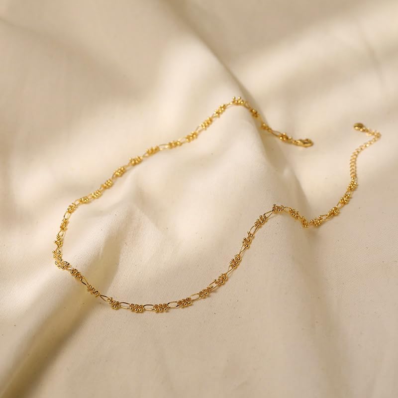 18K Gold Plated Necklace for Women Beads Link Choker Dainty Chain Necklaces - Image 5