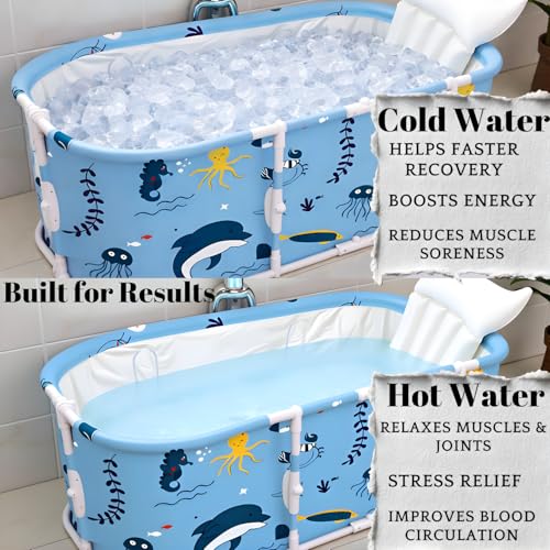 Image of Bath tub for adult for bathroom Tub for Home SPA, Maintains Hot & Cold Temperature, Thickened Layer for Hot and ice bath tub for adults, Family Size portable bathtub for adults (Fish)
