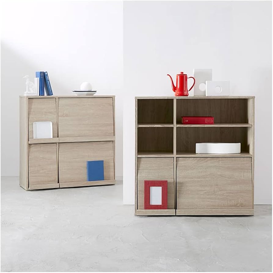 Amazon｜収納チェスト 本棚 2個セット リビング収納 フタ付き フラップ