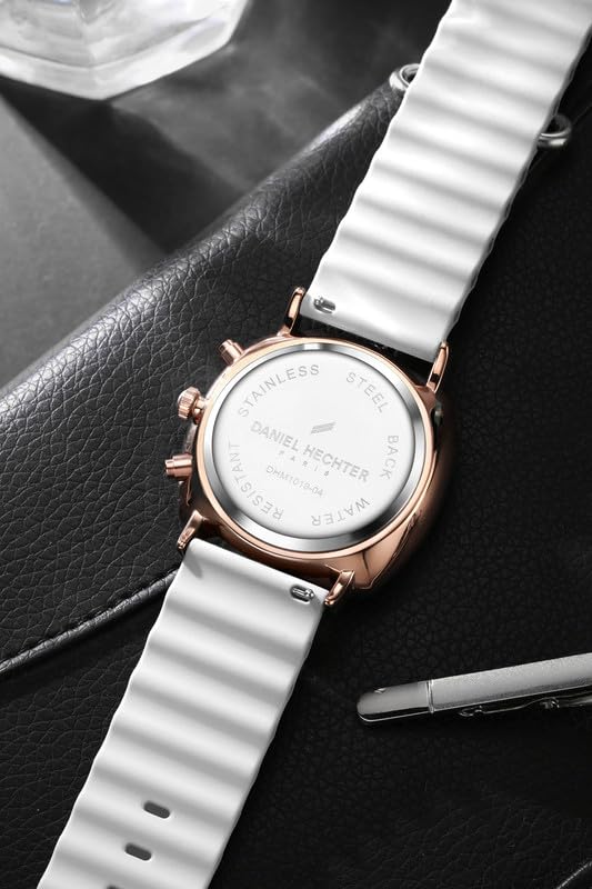 Image of Daniel Hechter Paris Cluny Collection Multifunction Watch for Men with Round Dial, Date Display Function, Quartz Movement and Wavy Pattern Silicon Strap - DHM1019