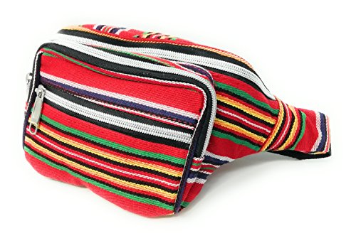 Riñonera étnica Motivos Hippies para Playa Piscina Senderismo montaña excursiones Aventura Comoda y Fabricada en Tela (Jamaica Rayas)
