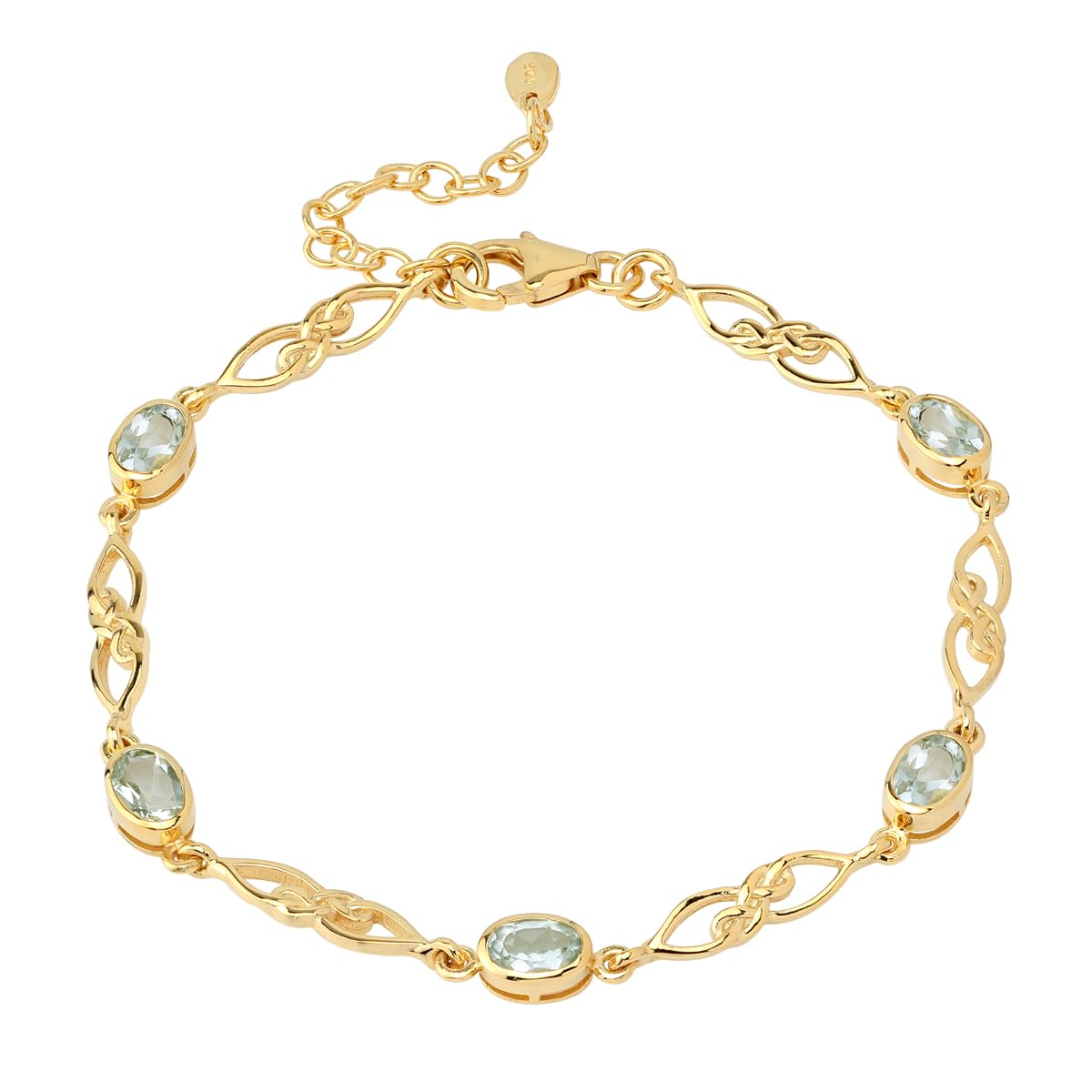 Silvershake Birthstone Gemstones White Gold Plated or Yellow Gold Plated 925 Sterling Silver Scroll/Filigree Celtic Knot Weave 7.25 to 8.75 Inch with Adjustable Extension Bracelet Jewelry for Women
