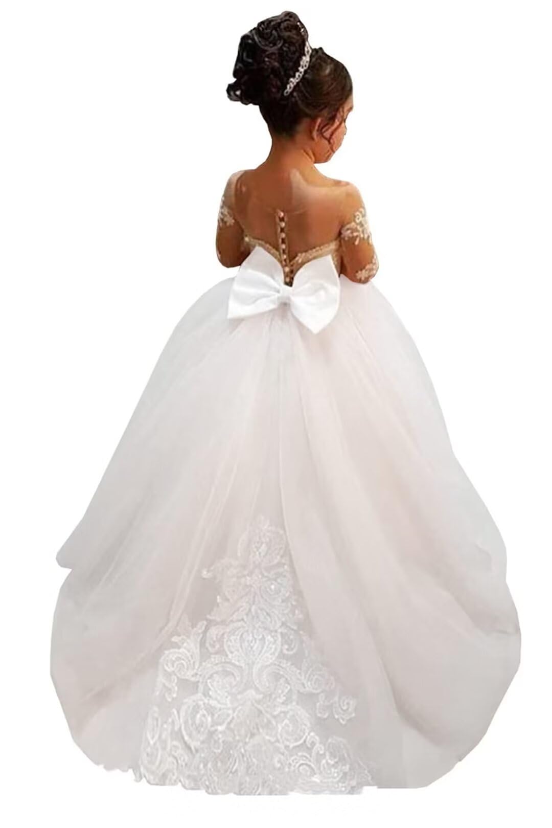 BABYONLINE D.R.E.S.S. Robe Boheme Chic Mariage Longue en Dentelle Tulle Robe de Communion pour Les Filles