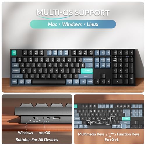 Image of Keychron B36 2.4 GHz Wireless Bluetooth Keyboard Silent Typing 100% Full-Size Layout Launcher Support with Numeric Keypad Ergonomic Angle Compatible for Mac Windows Linux