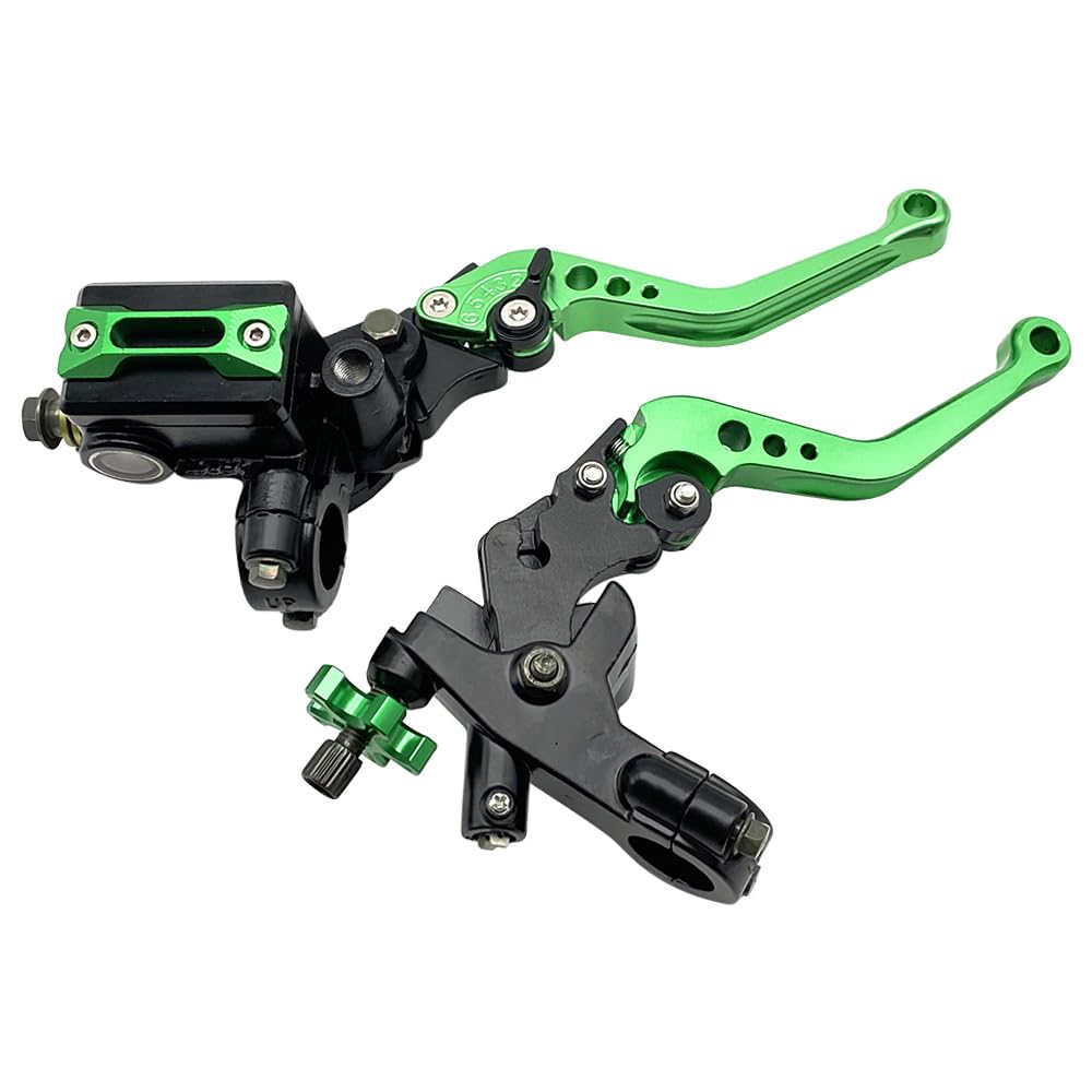 Universal Lenker Hauptbremszylinder Kupplungshebel Set 7/8 Zoll 22 mm kompatibel mit Polaris Yamaha Suzuki Honda Kawasaki Motorrad Grün
