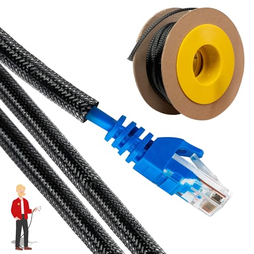 Gaine en PET noir extensible de 6,3 mm XFasten pour ranger les câbles TV du salon