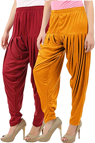 Image of Buy That Trendz Womens Patiala Pants Combo Pack of 2 Viscose Dhoti Patiyala Salwar Harem Bottoms Pants